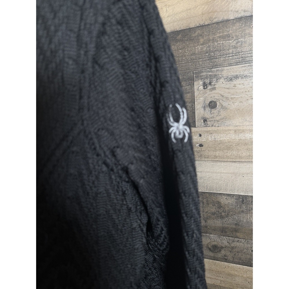 Spyder Core Sweater Full Zip Jacket Womens XL Black Cable Knit Fleece Lining - Picture 4 of 7
